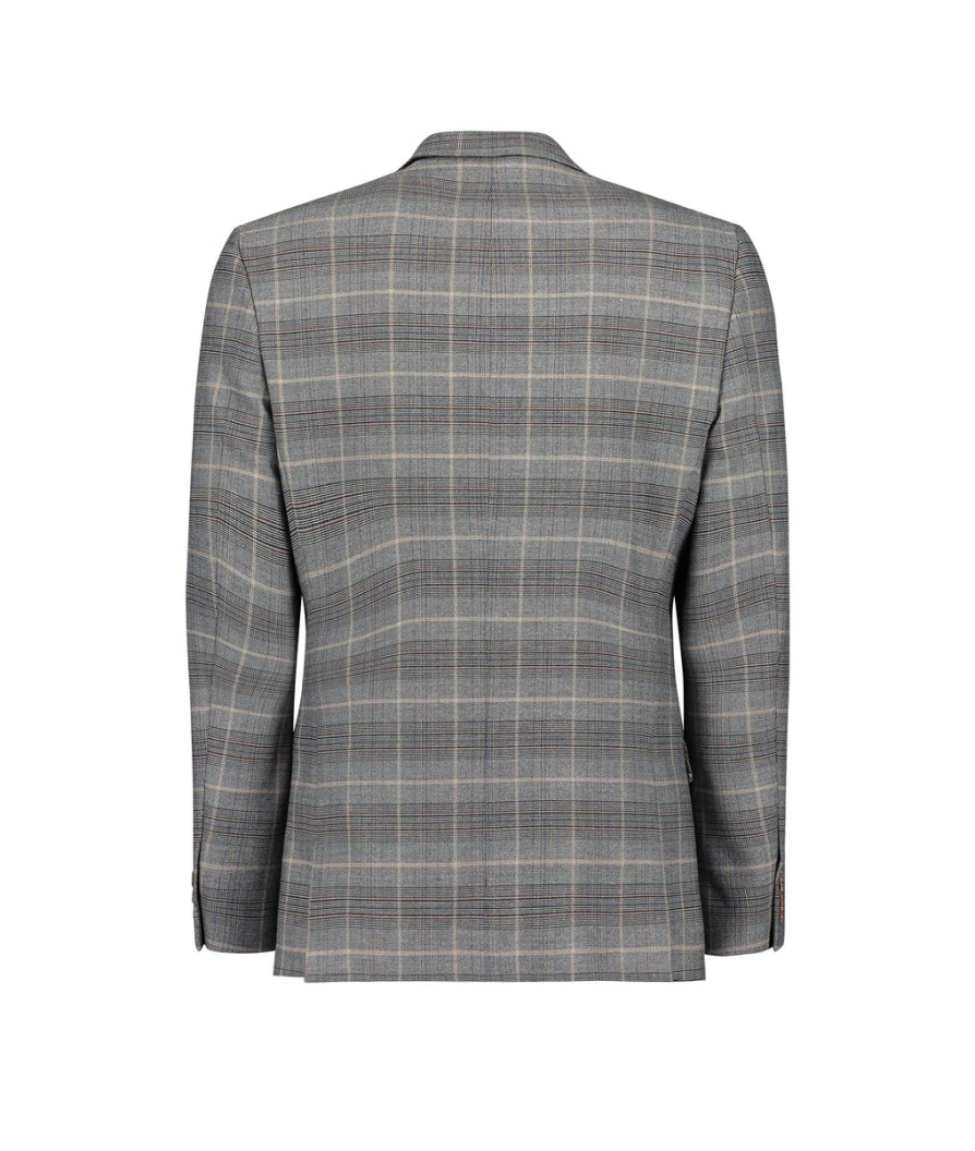 Men Antique Rogue Suits | Slim Fit Checked Suit Jacket - Grey