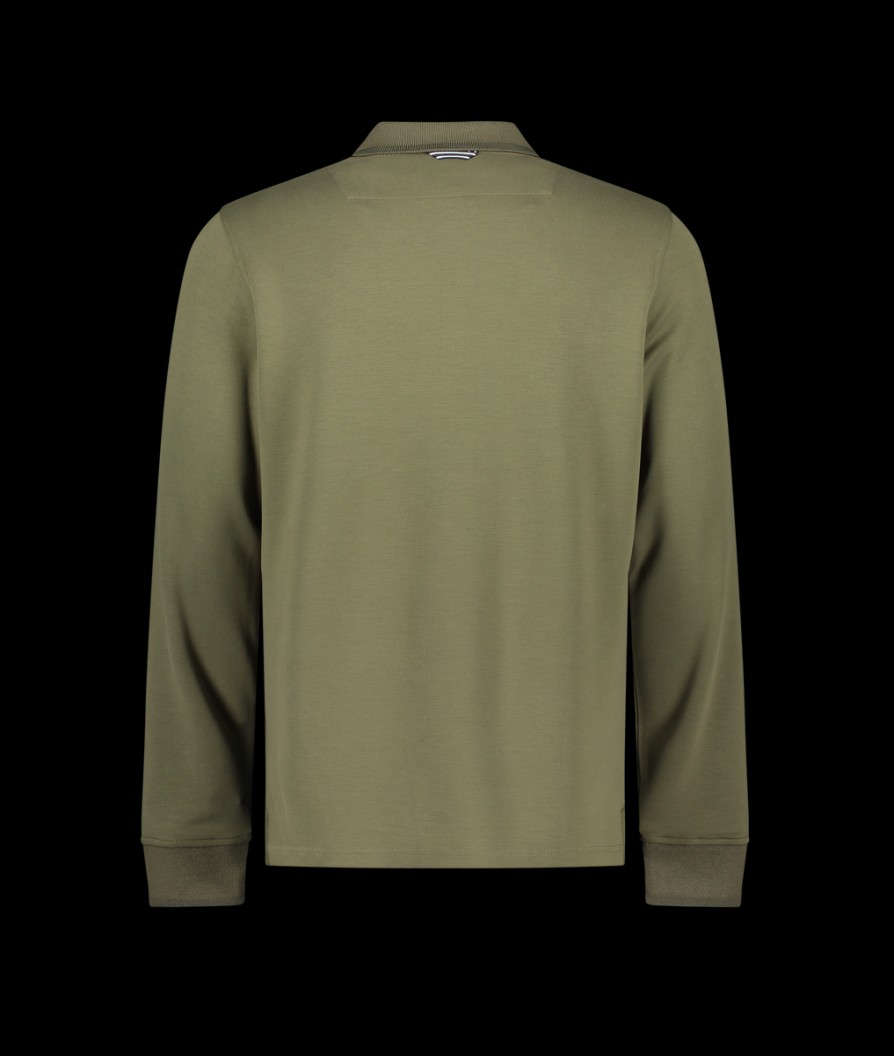 Men Mercery Polo Shirts | Legra Zip Neck Lux Jersey Polo Ls ? Khaki