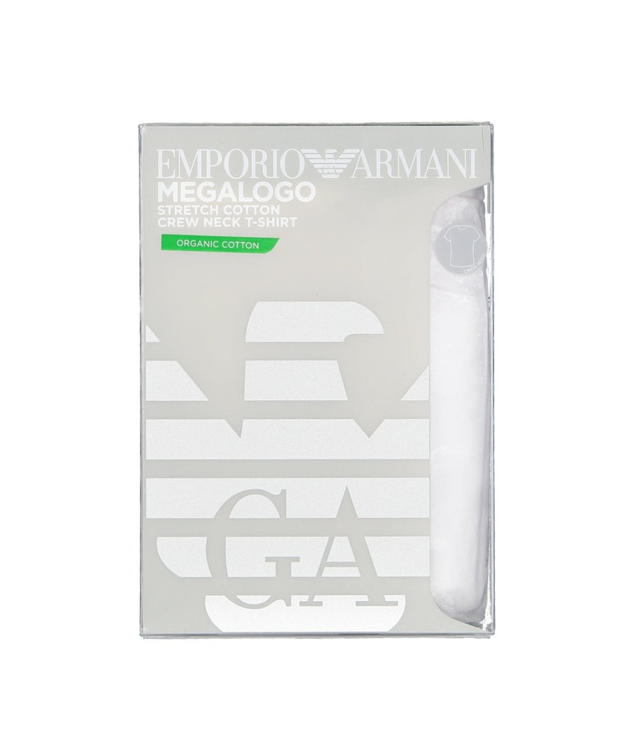 Men Emporio Armani T-Shirts & Vests | Stretch Cotton Crew Neck T-Shirt - White