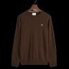 Men Gant Knitwear | Superfine Lambswool Crew Neck Sweater - Dark Brown Melange