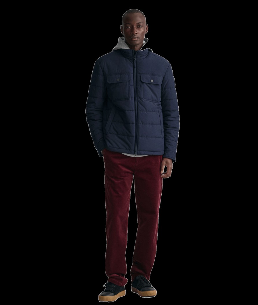 Men Gant Coats & Jackets | Channel Quilted Jacket - Evening Blue