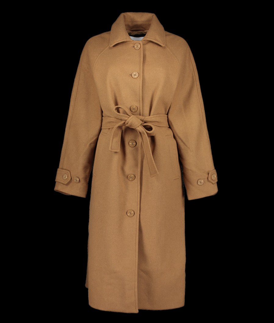 Women French Connection French Connection | Fawn Felt Coat - Tobacco Brown