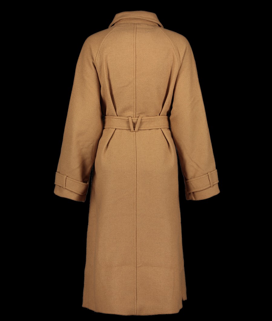 Women French Connection French Connection | Fawn Felt Coat - Tobacco Brown