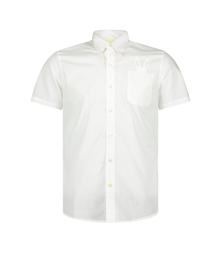 Men Psycho Bunny Shirts | Kosuth Short Sleeve Shirt - White