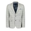 Men Guide London Suits | Italian Cotton And Wool Blend Check Blazer - Grey