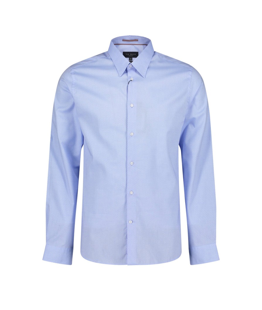 Men Ted Baker Formal Shirts | Soft Spot Slim Fit Shirt - Blue