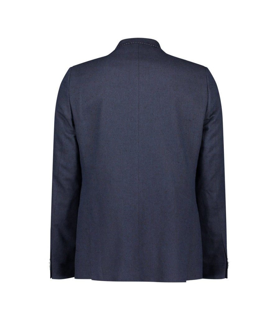 Men Guide London Suits | Italian Cotton And Linen Blend Blazer - Navy