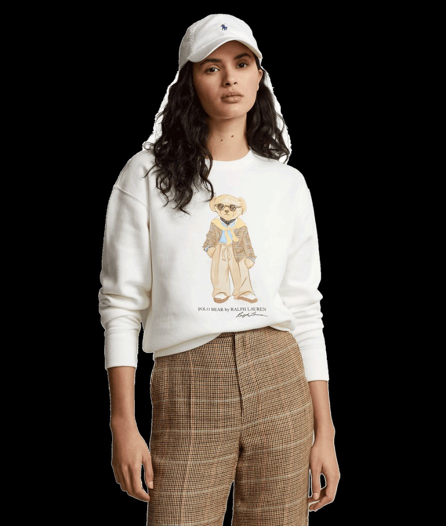 Women Polo Ralph Lauren Polo Ralph Lauren | Polo Bear Fleece Crewneck Sweatshirt - White