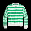 Women Polo Ralph Lauren Polo Ralph Lauren | Striped Organic Cotton Terry Sweatshirt - Preppy Green/Deckwash White