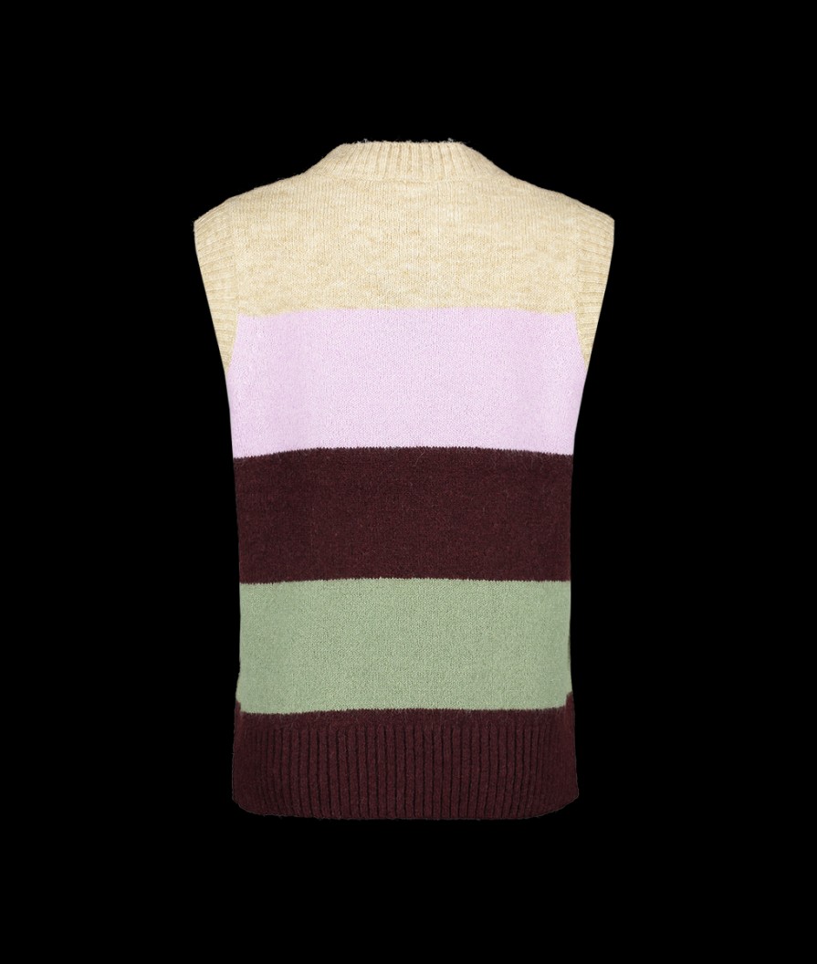 Women Great Plains Knitwear | Winter Stripe Recycled Knit Sleeveless Jumper - Lavender Multi