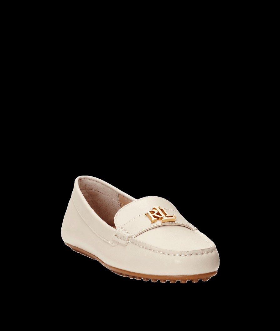 Women Lauren By RL Flats | Barnsbury Nappa Leather Driver - Cream