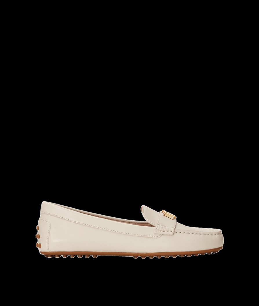 Women Lauren By RL Flats | Barnsbury Nappa Leather Driver - Cream