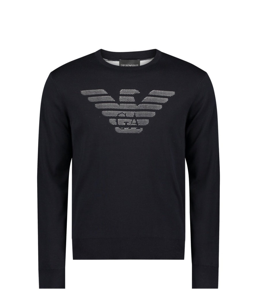 Men Emporio Armani Knitwear | Logo Knit - Navy