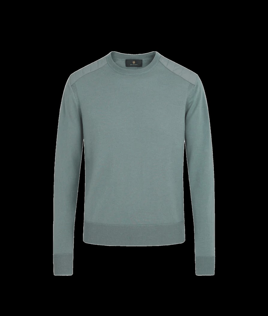 Men Belstaff Knitwear | Kerrigan Merino Wool Crewneck Jumper - Green