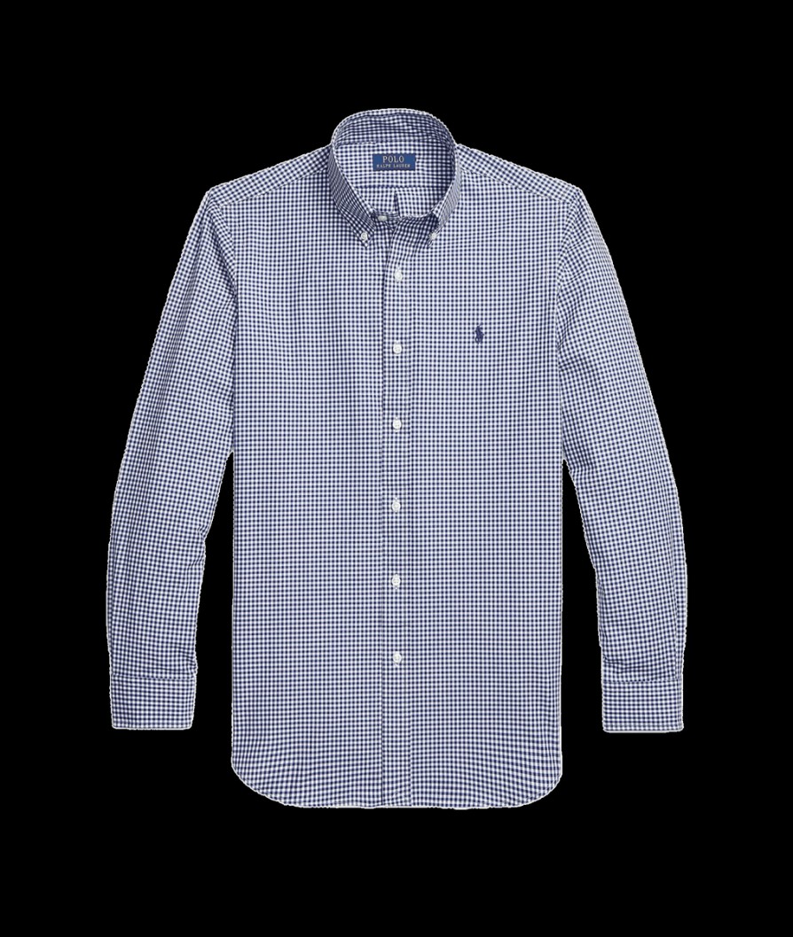 Men Polo Ralph Lauren Polo Ralph Lauren | Custom Fit Gingham Stretch Poplin Shirt - Navy