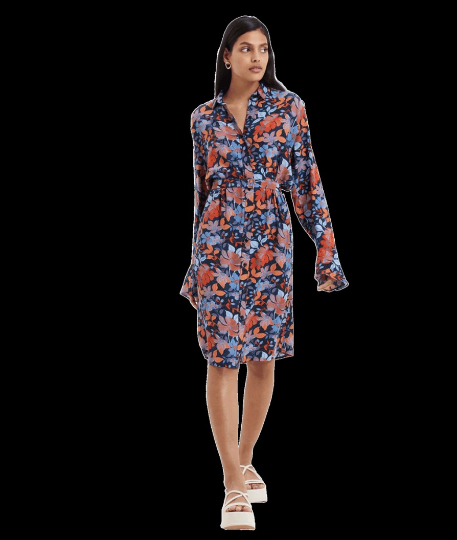 Women French Connection French Connection | Adalina Eco Delphine Drape Shirt Dress - Coastal Fjord