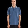 Men Sealskinz Polo Shirts | White Tipped Collar Polo - Blue