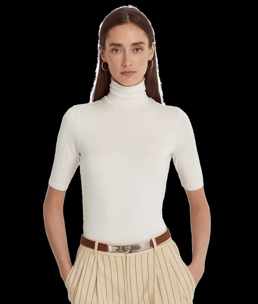 Women Lauren by Ralph Lauren Tops | Jersey Roll Neck Top - Mascarpone Cream