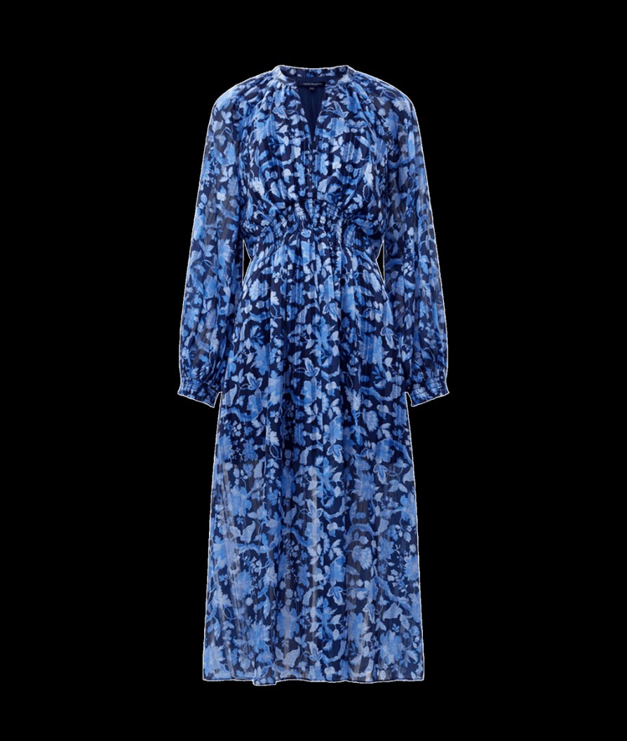 Women French Connection French Connection | Cynthia Fauna Midi Dress - Midnight Blue