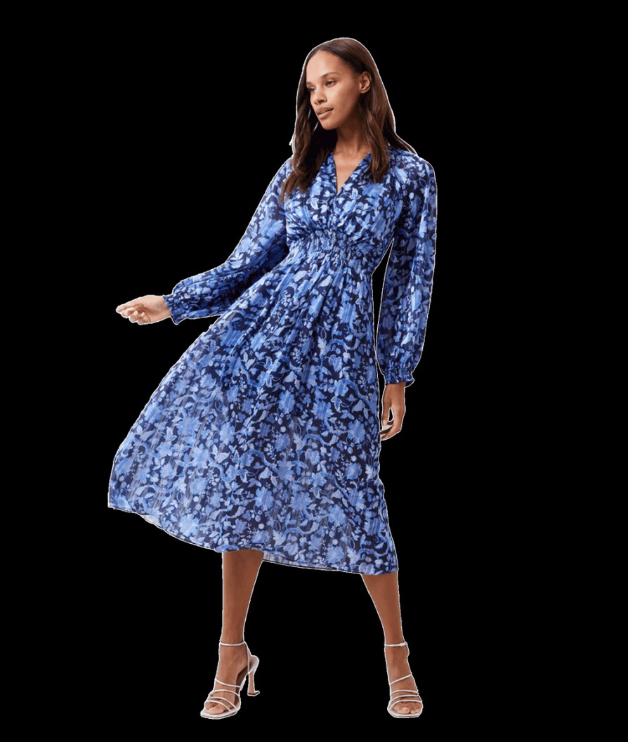 Women French Connection French Connection | Cynthia Fauna Midi Dress - Midnight Blue