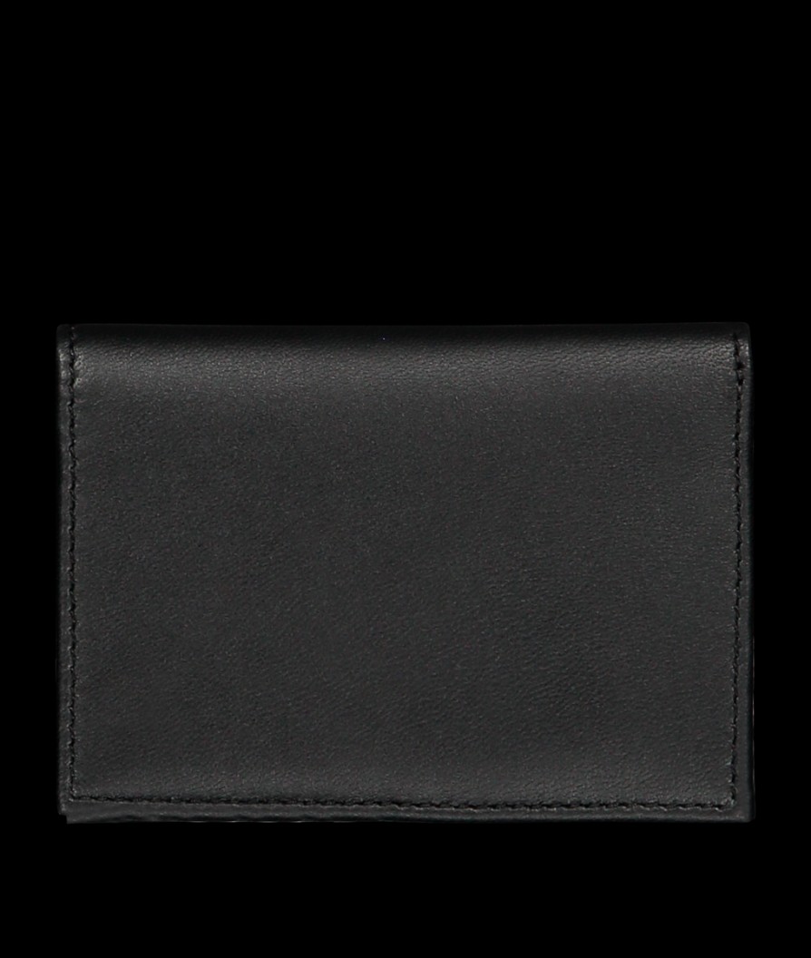 Men Hugo Hugo | Patch Logo Leather Flap Card Holder - Black