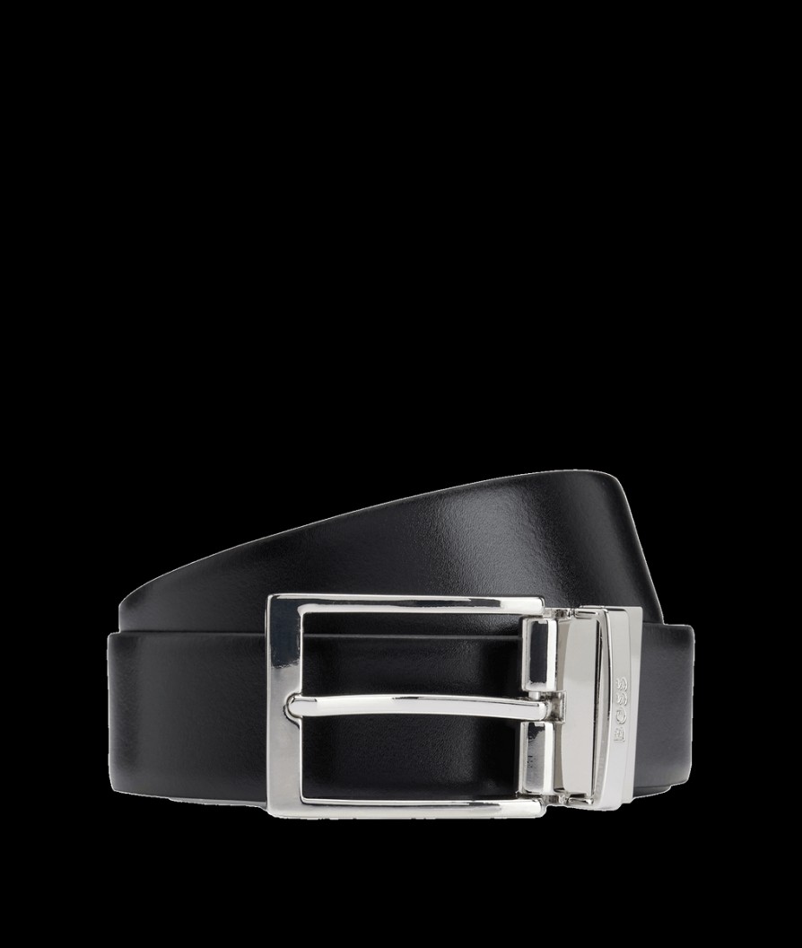 Men Boss Bodywear Belts | Ollie Leather Belt - Black