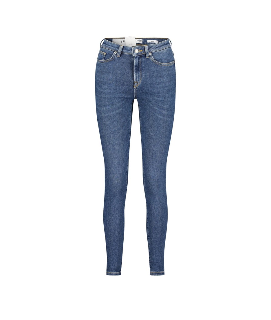 Women Selected Femme Denim | Organic Cotton Skinny Fit Jeans - Blue