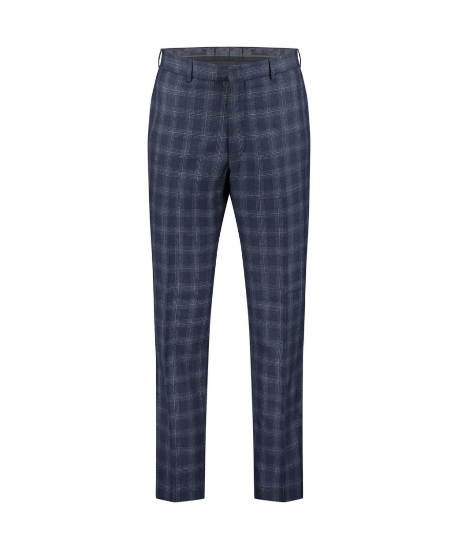 Men Ted Baker Formal Best Sellers | Slim-Fit Checked Wool Suit Trousers - Navy